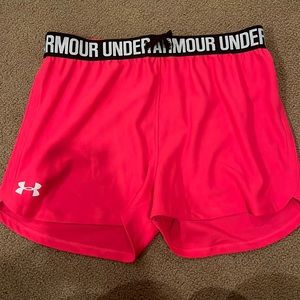 Bright pink under armor shorts